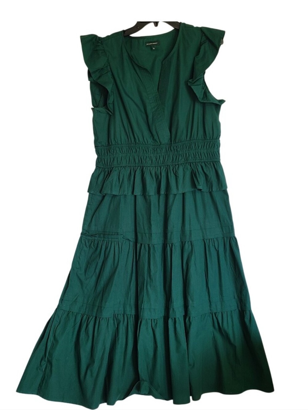 Meadow Rhodes Dark Green Ruffle Tiered Sleeveless Maxi Dress XL
